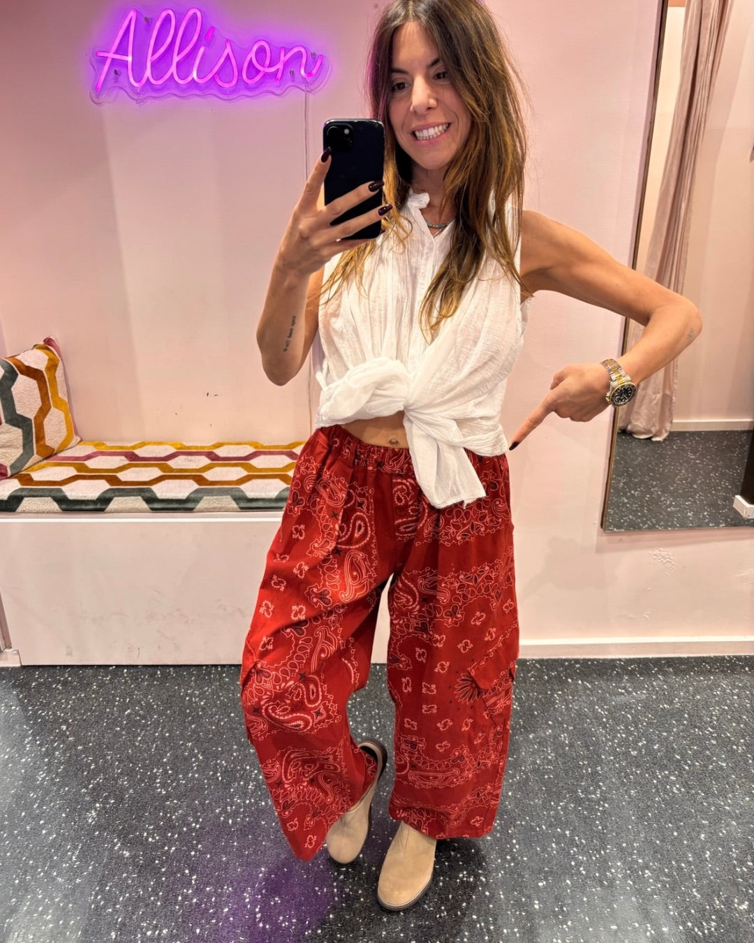 THE CORNER - Pantalon cargo imprimé bandana