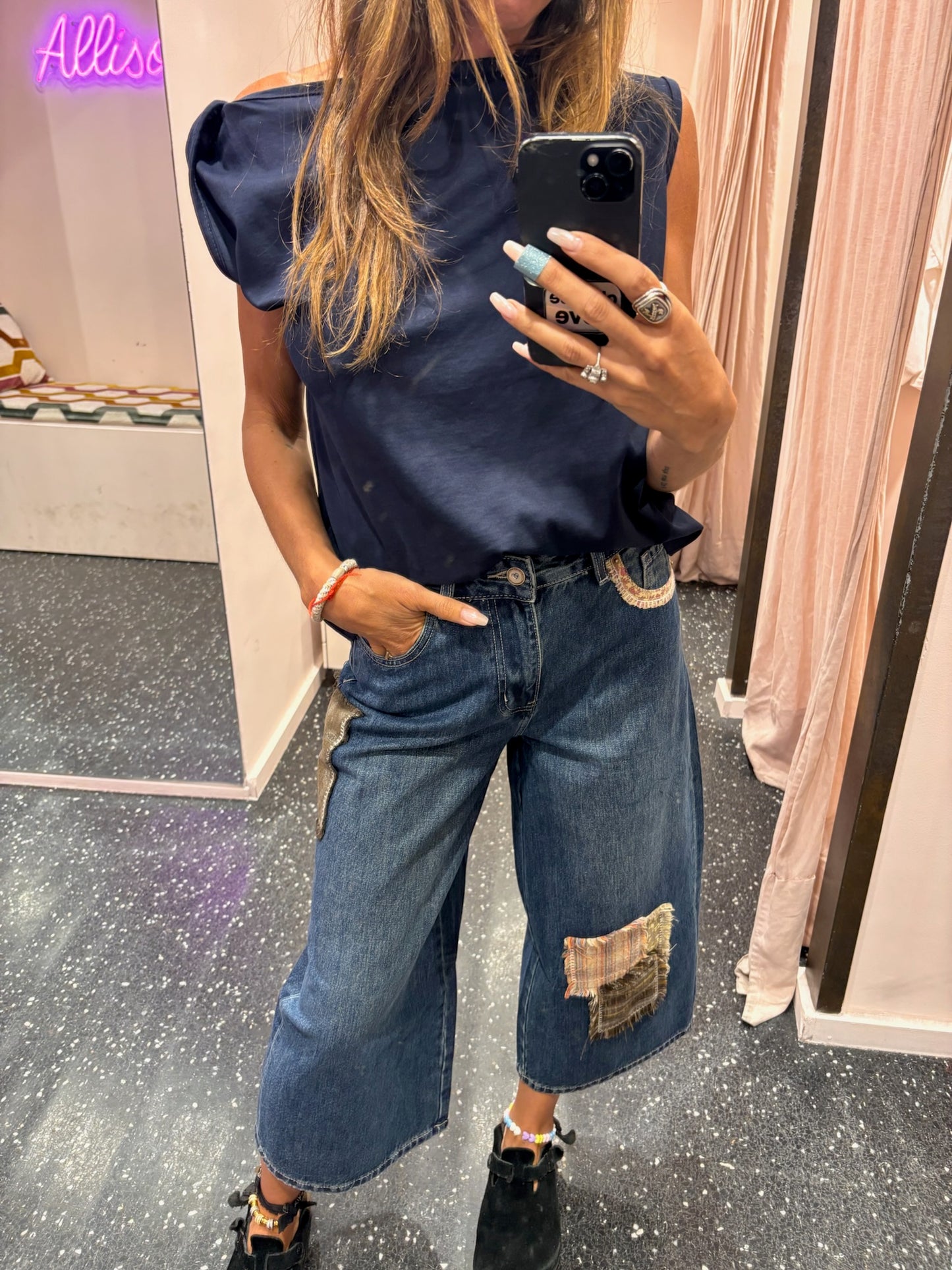 THE CORNER - Bermuda jean patchwork