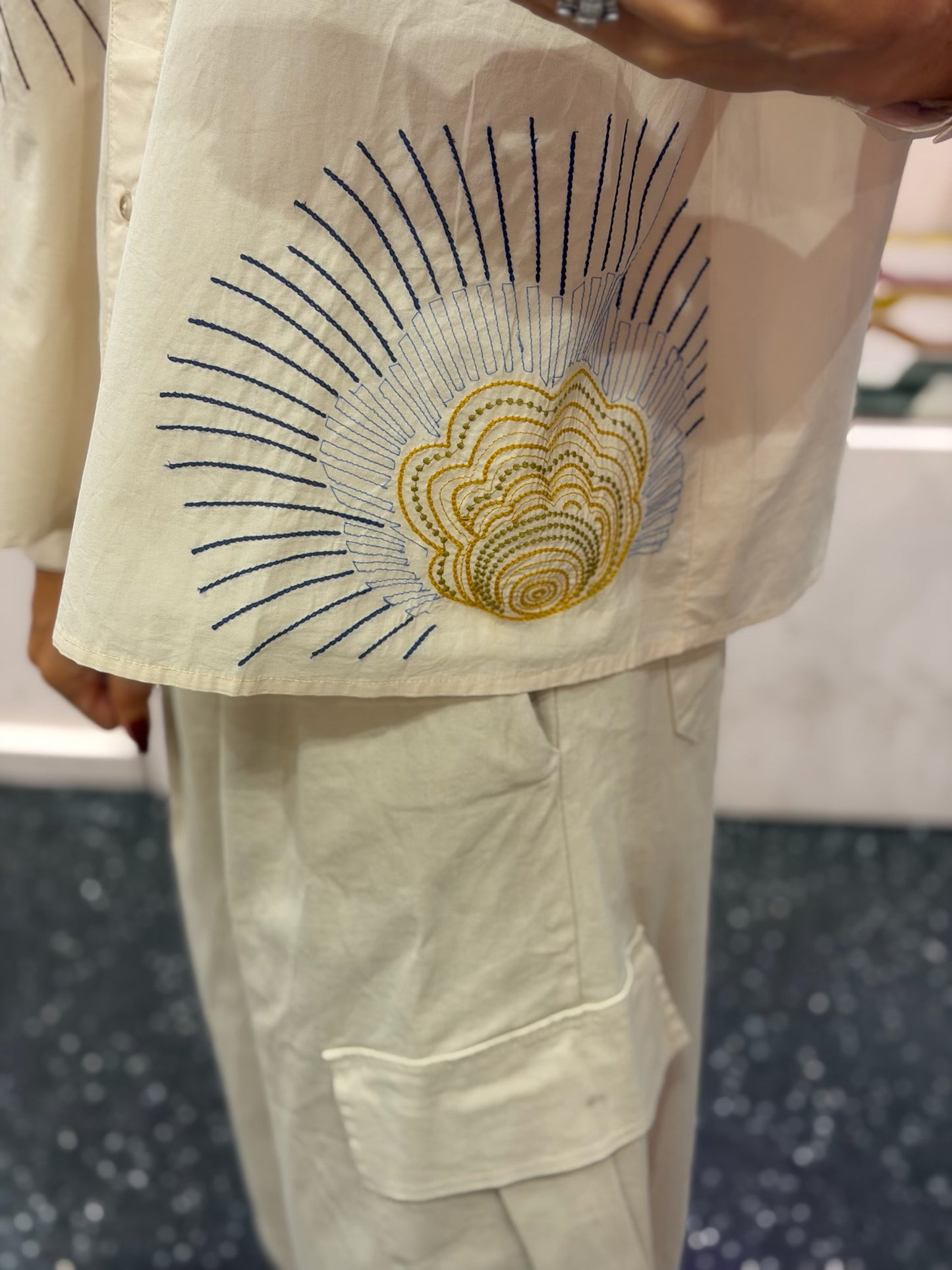 SACRÉ COEUR - Chemise brodée écrue