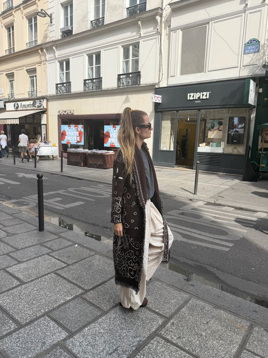 Gilet long en maille cinturé bandana
