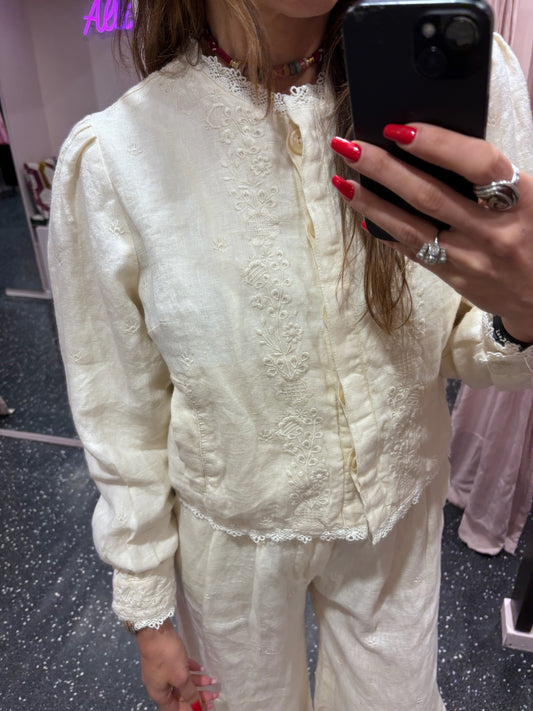 MAISON HÔTEL – Veste Otelo en lin ivoire