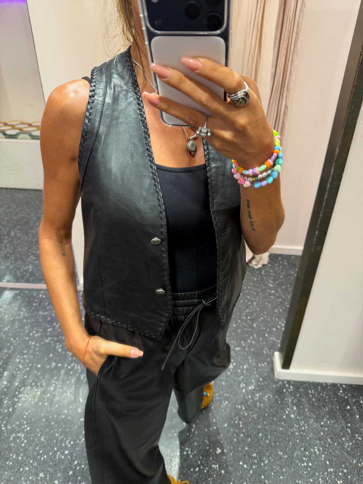 DIEGA - Gilet en cuir noir Gamo