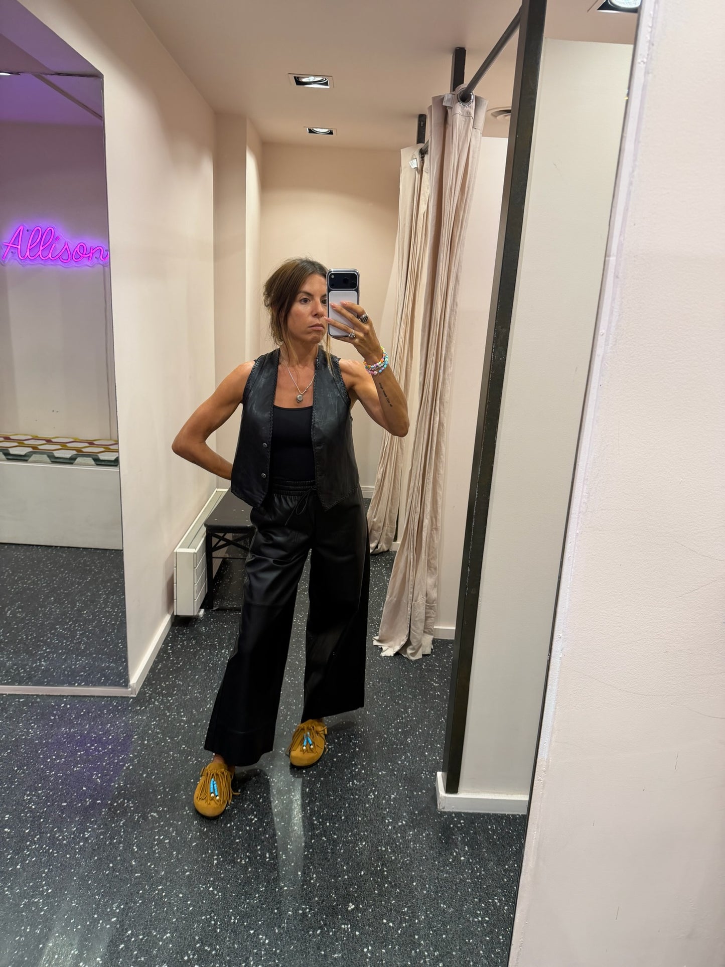 OAKQWOOD- Pantalon large en cuir
