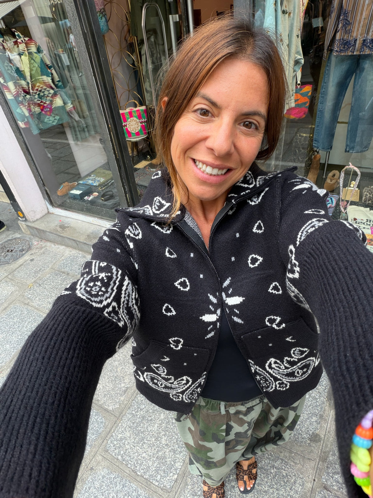 Gilet en maille zippé bandana