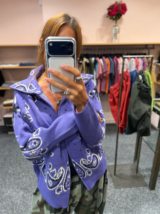 Gilet en maille zippé bandana