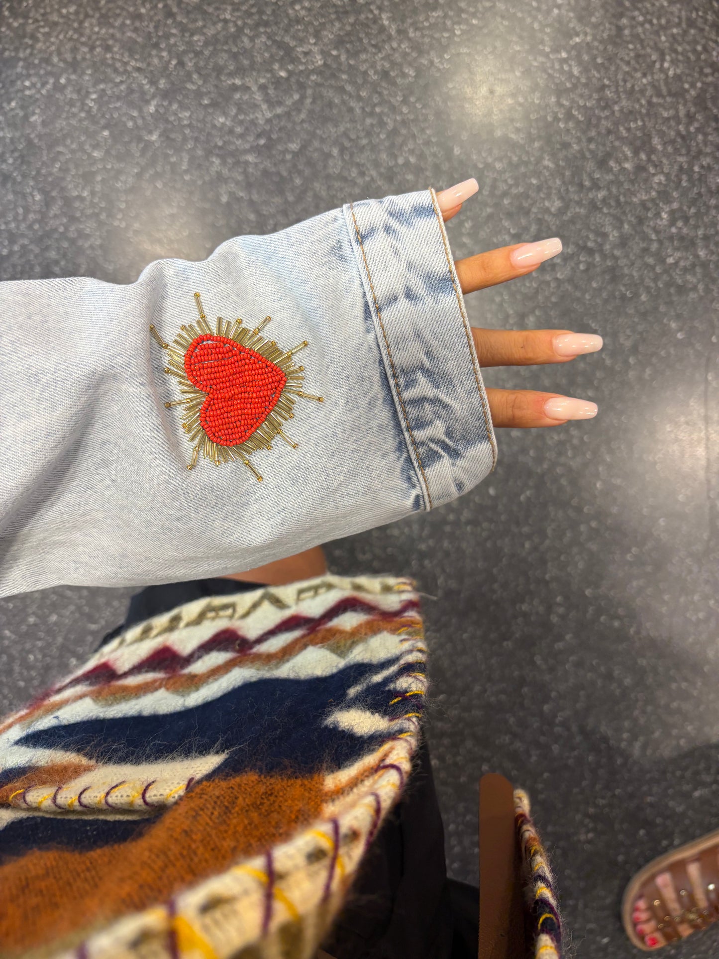 MAISON BADIGO - Veste jeans ojos perlas