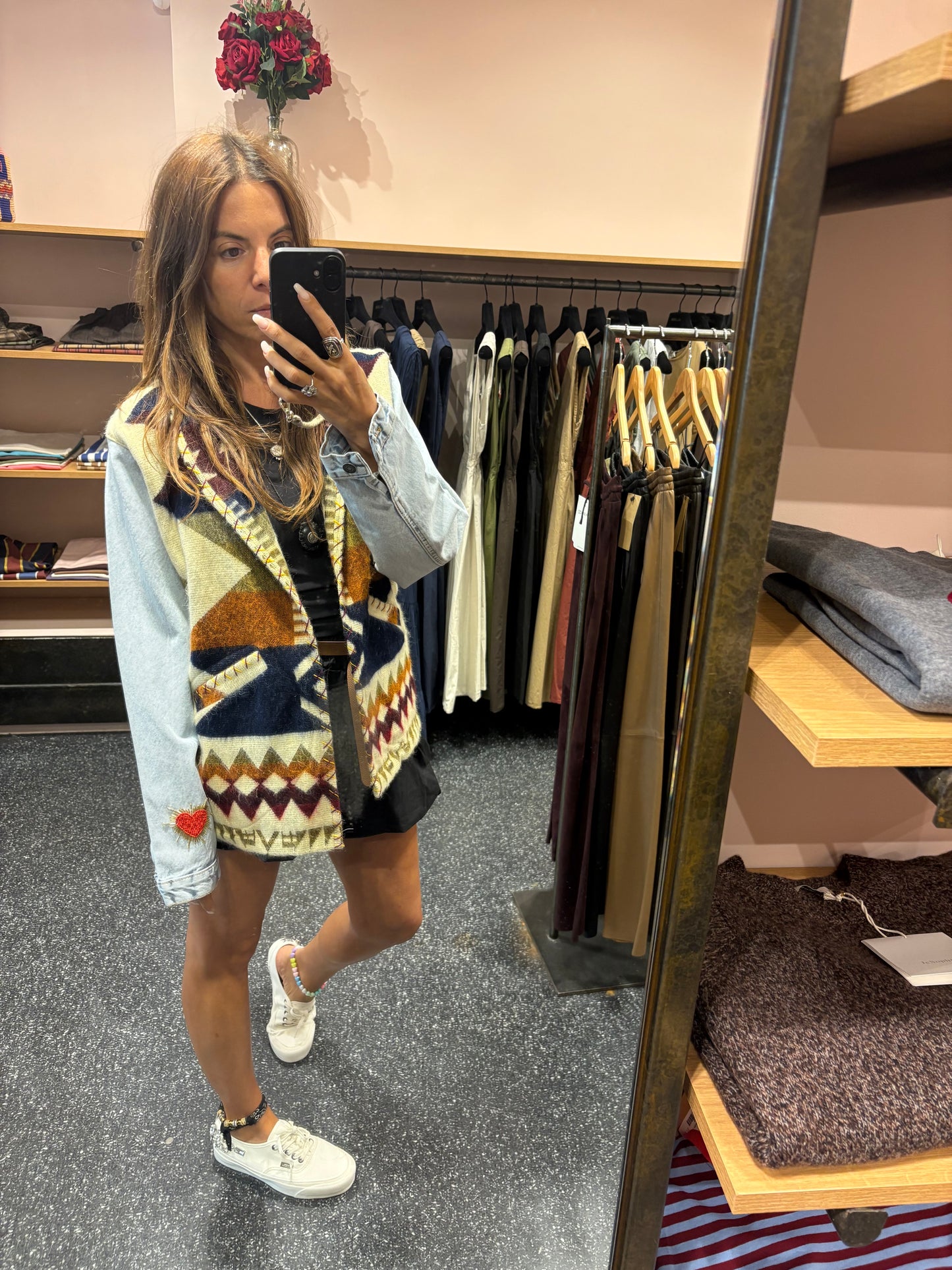 MAISON BADIGO - Veste jeans ojos perlas