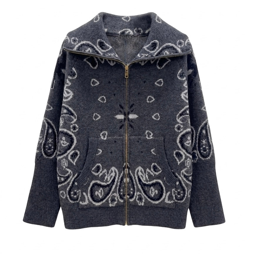 Gilet en maille zippé bandana