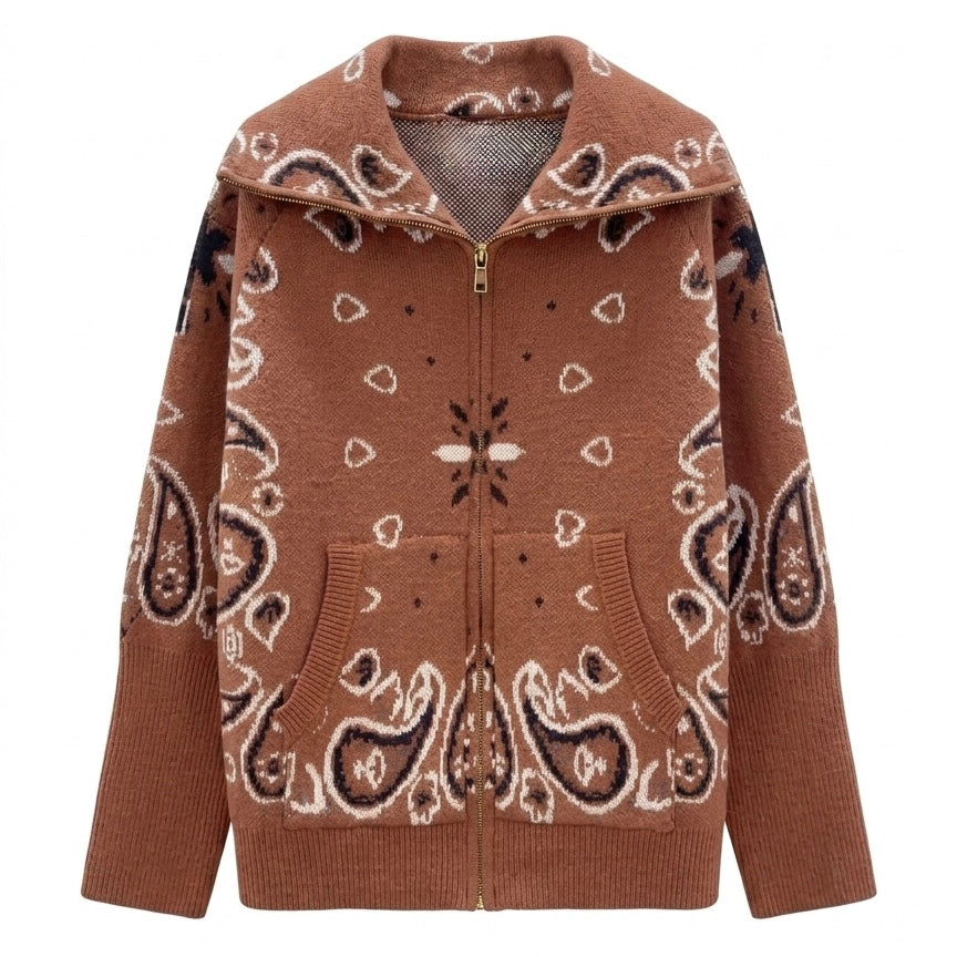 Gilet en maille zippé bandana
