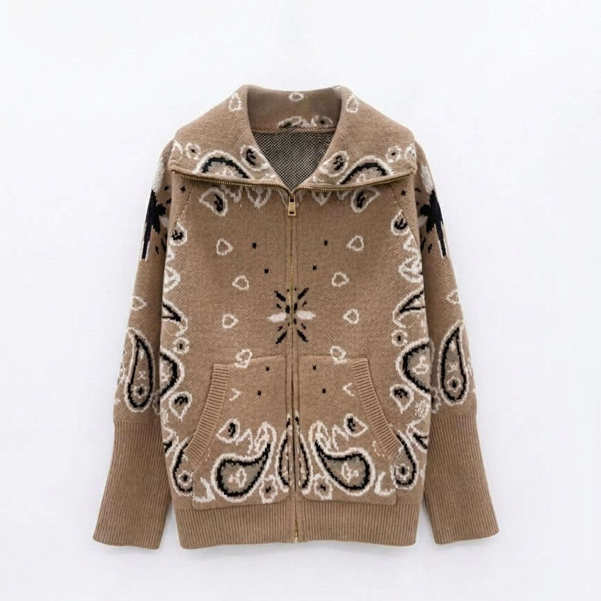 Gilet en maille zippé bandana