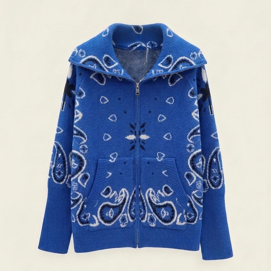 Gilet en maille zippé bandana