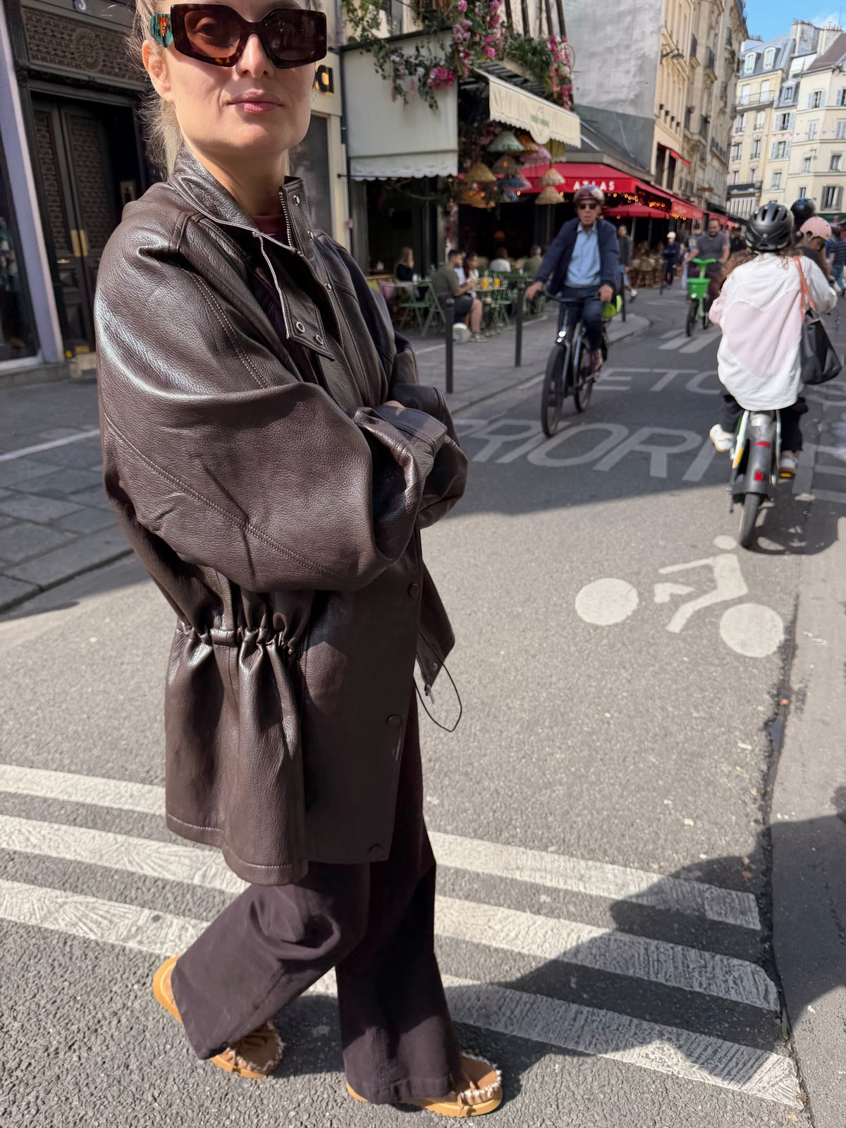 GRACE AND MILA - Veste similicuir oversize