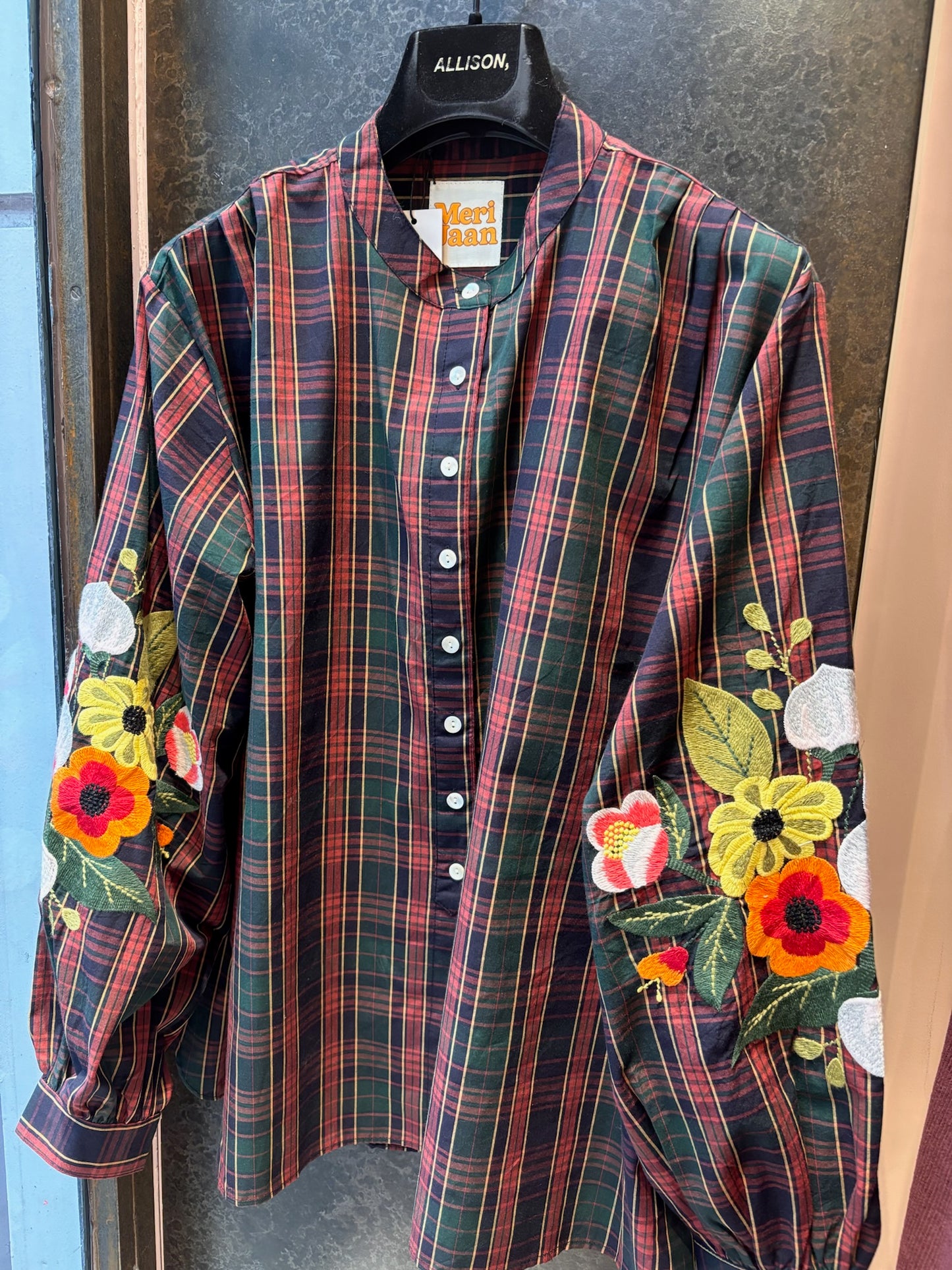 Blouse carreaux brique et vert - MERI JAAN