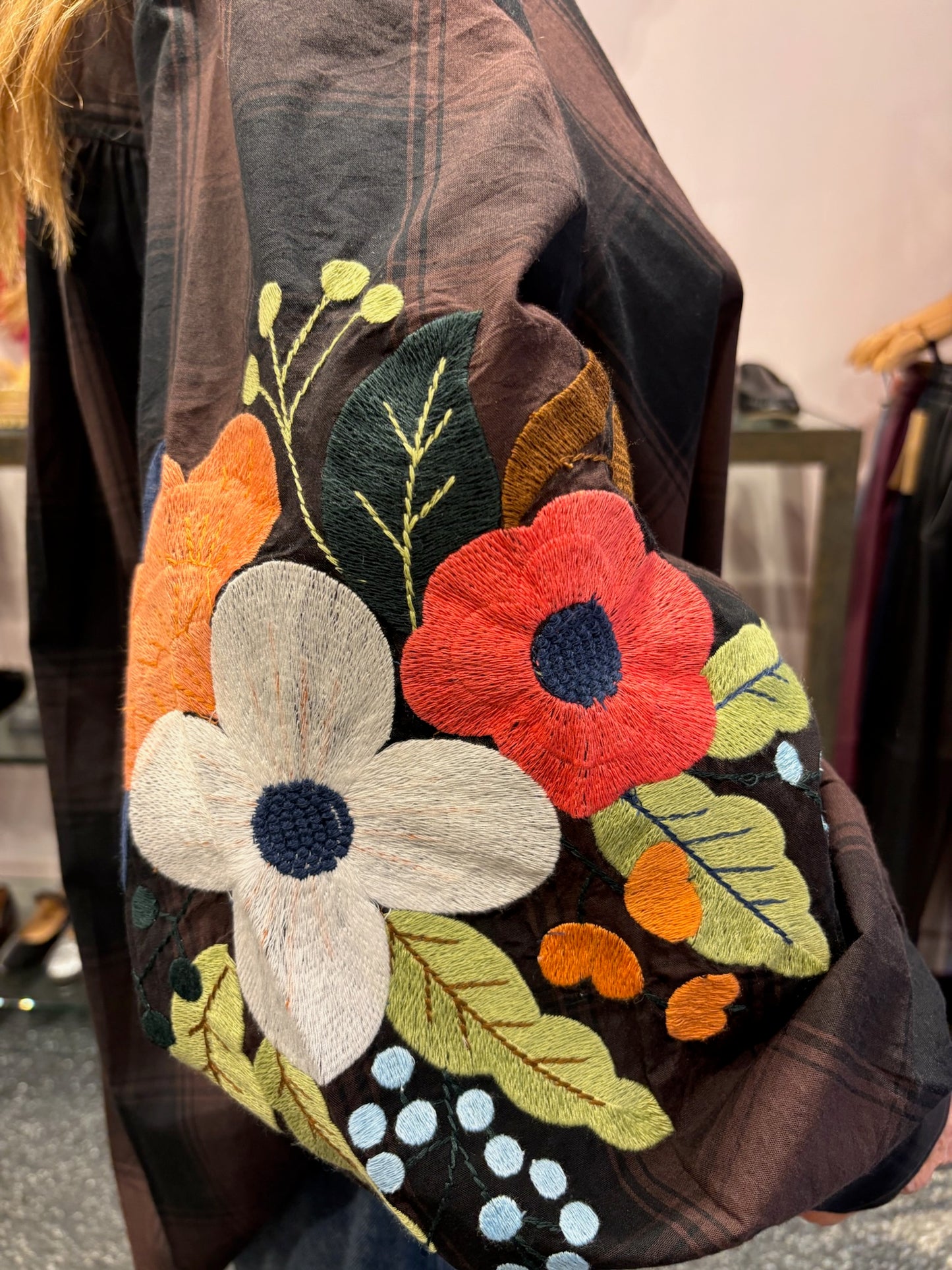 Blouse carreaux noir et marron - MERI JAAN