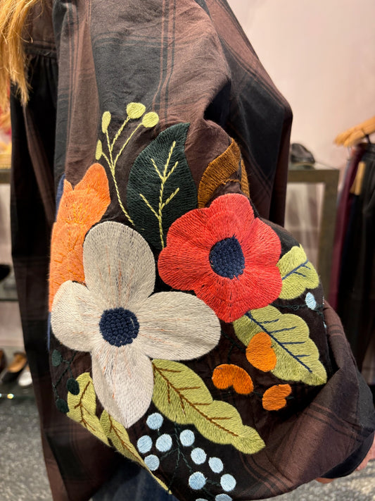 Blouse carreaux noir et marron - MERI JAAN