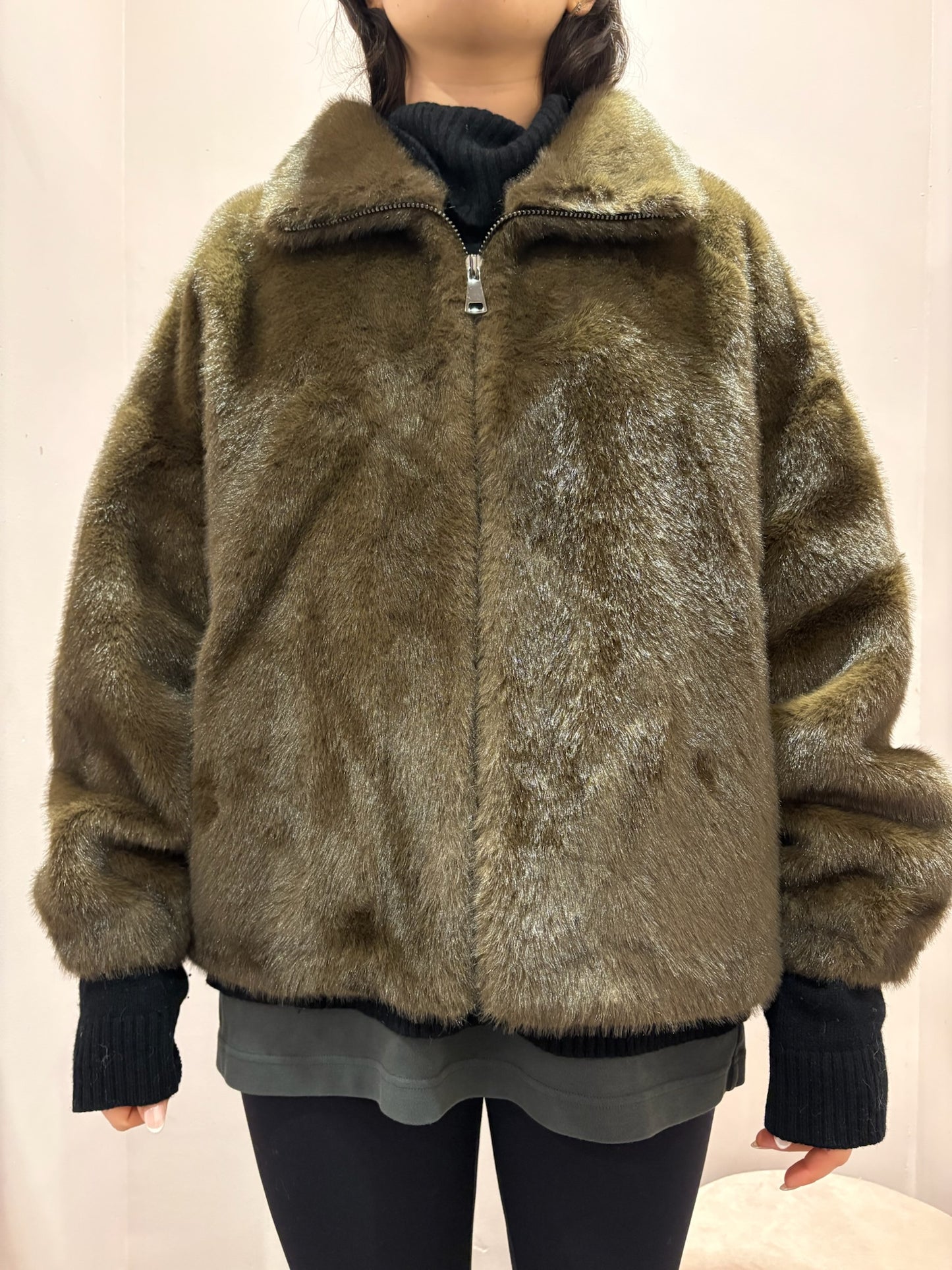 Veste en fausse fourrure marron