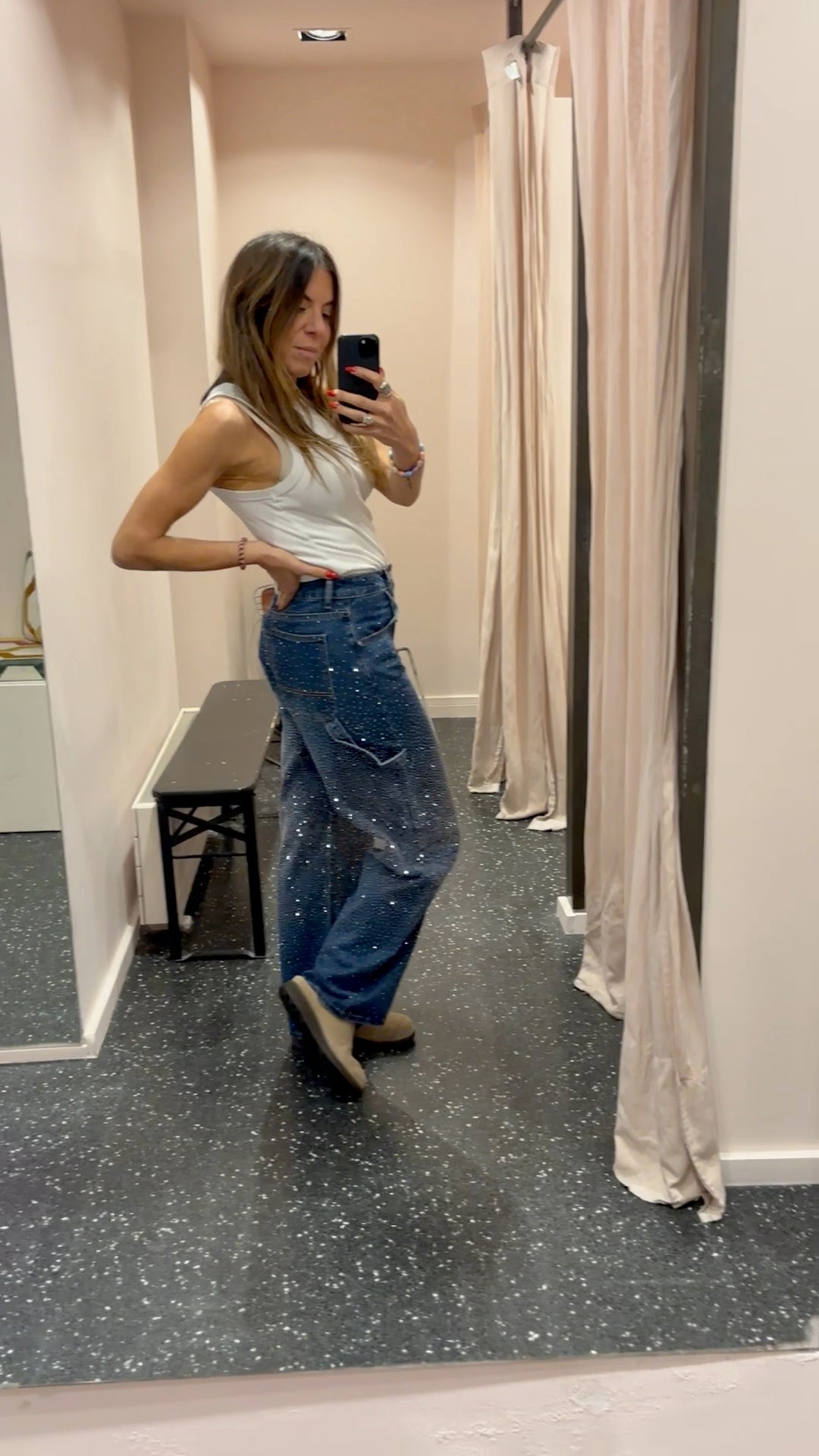 JOHANNA - Denim Carpenter strassé