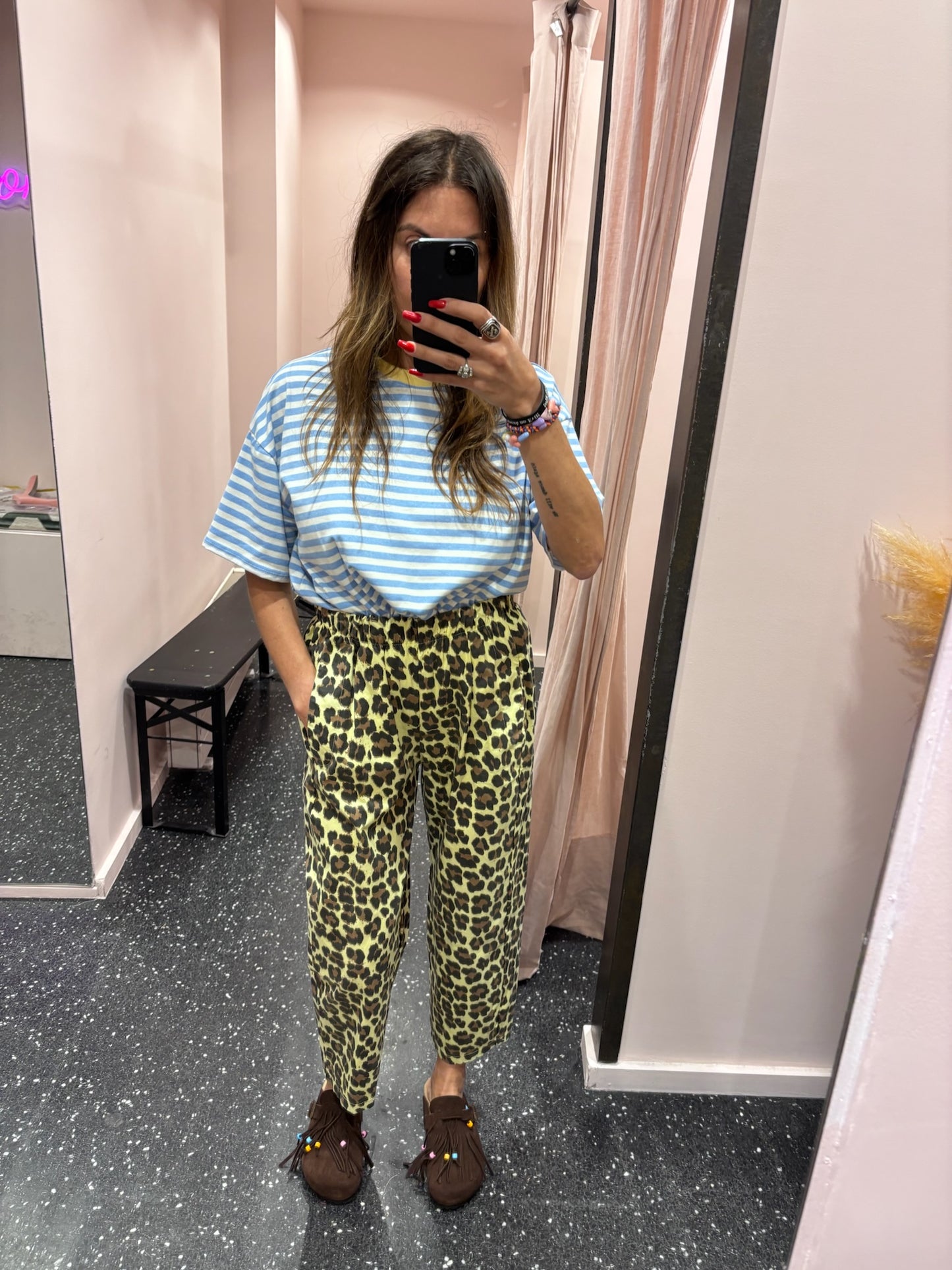 JOHANNA - Pantalon léopard jaune