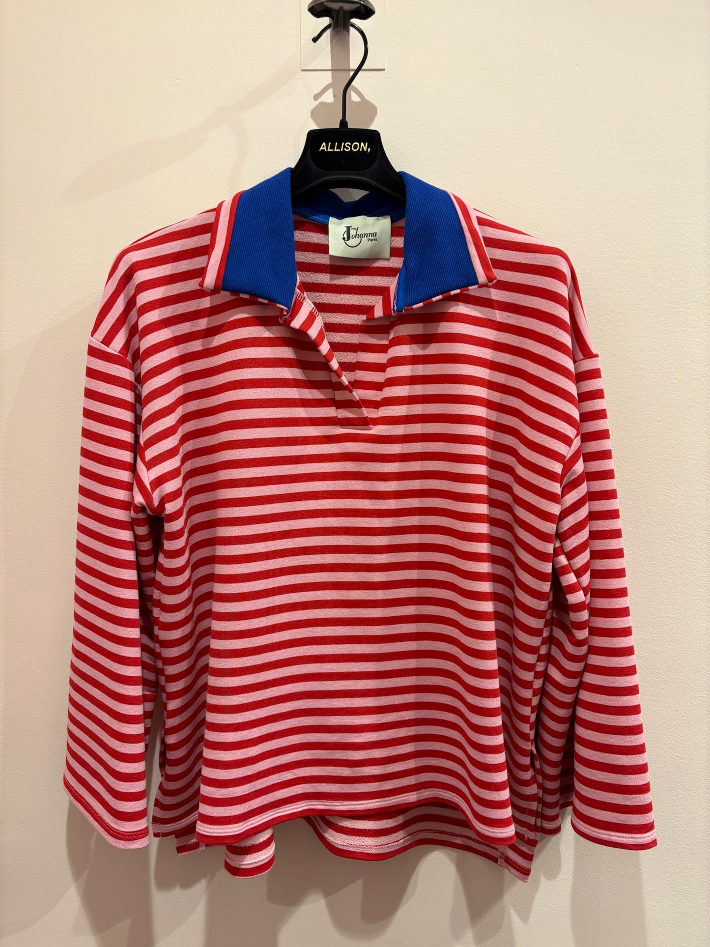 Polo marinière oversize col contrastant