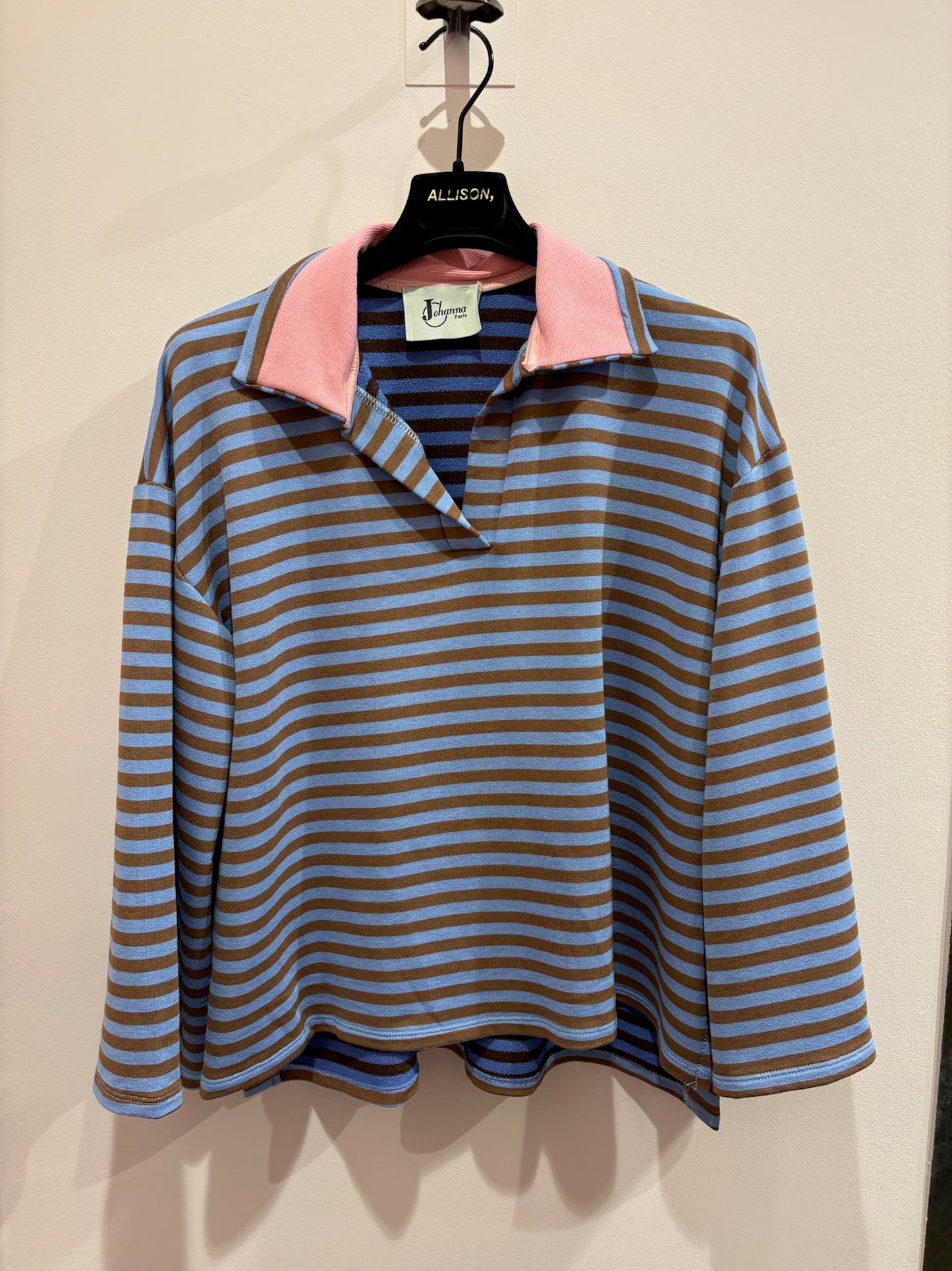 Polo marinière oversize col contrastant