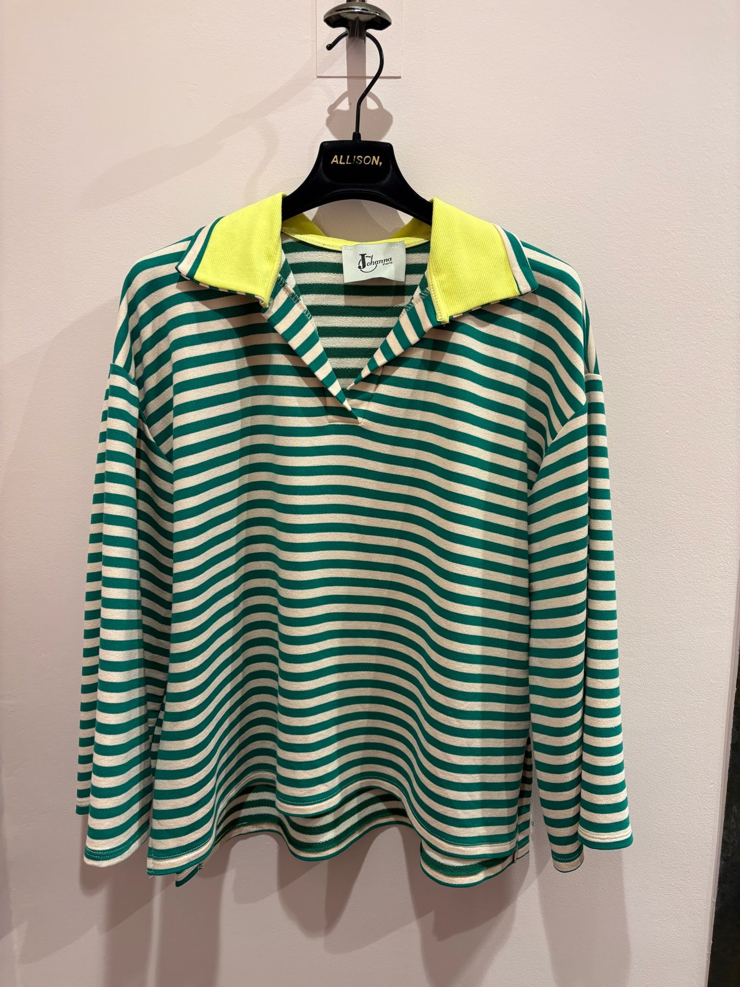 Polo marinière oversize col contrastant