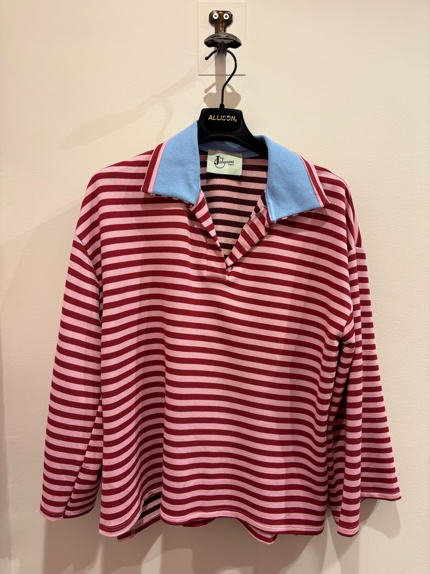 Polo marinière oversize col contrastant