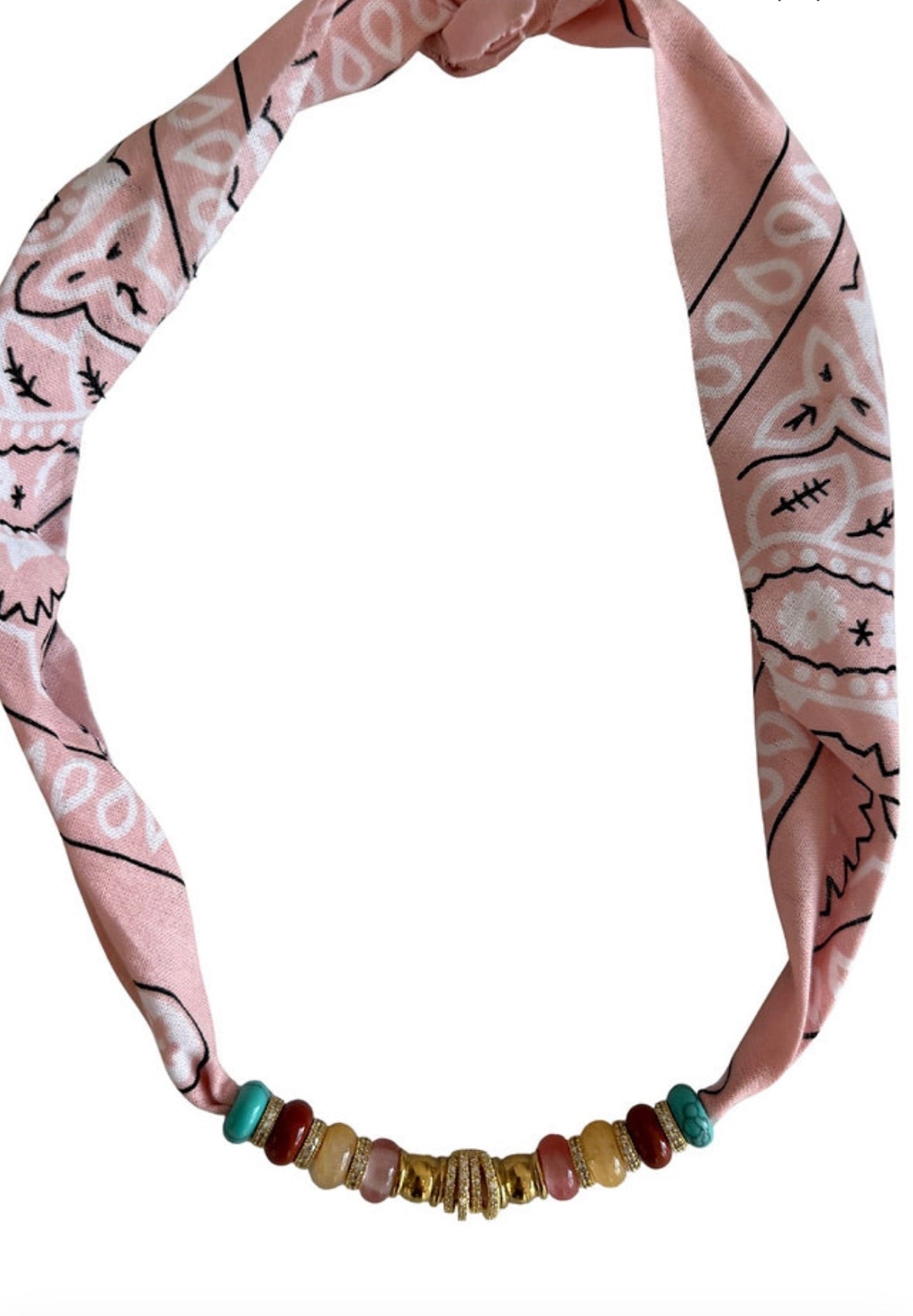 Collier bandana tribu blush