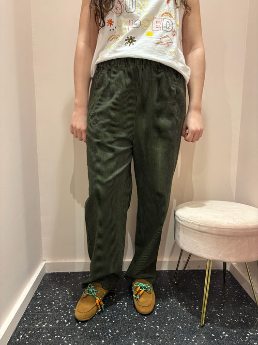 Pantalon rayé vert