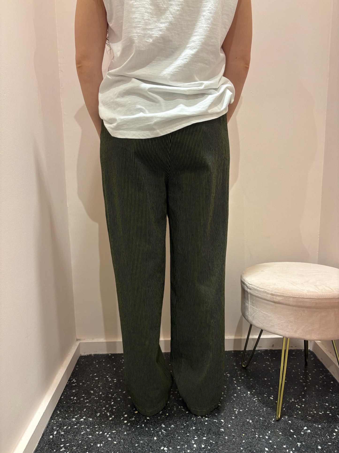 Pantalon rayé vert