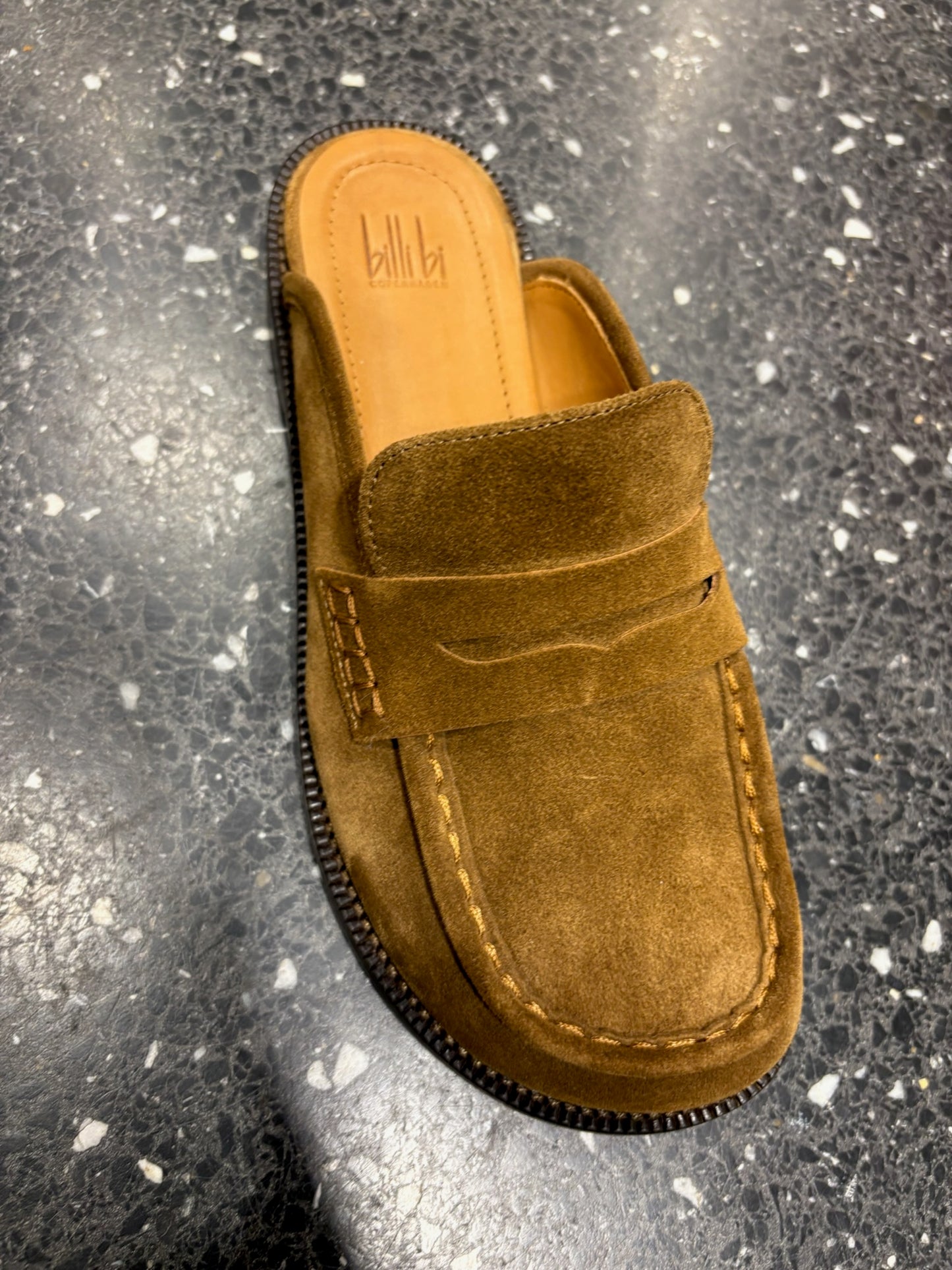Mules en daim olive  & tabac - BILLI BI
