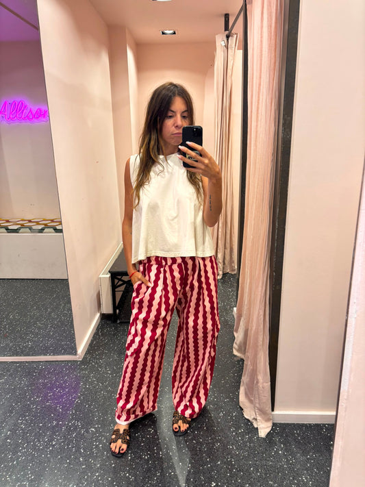 THE CORNER - Pantalon cargo imprimé rayures ondulées
